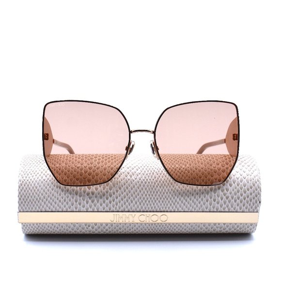 NEW JIMMY CHOO RIVER/S BKU GOLD NUDE AUTHENTIC SUNGLASSES - Picture 10 of 13